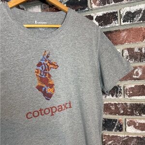 Cotopaxi Gray with Colorful Topography Design Graphic Logo Tshirt